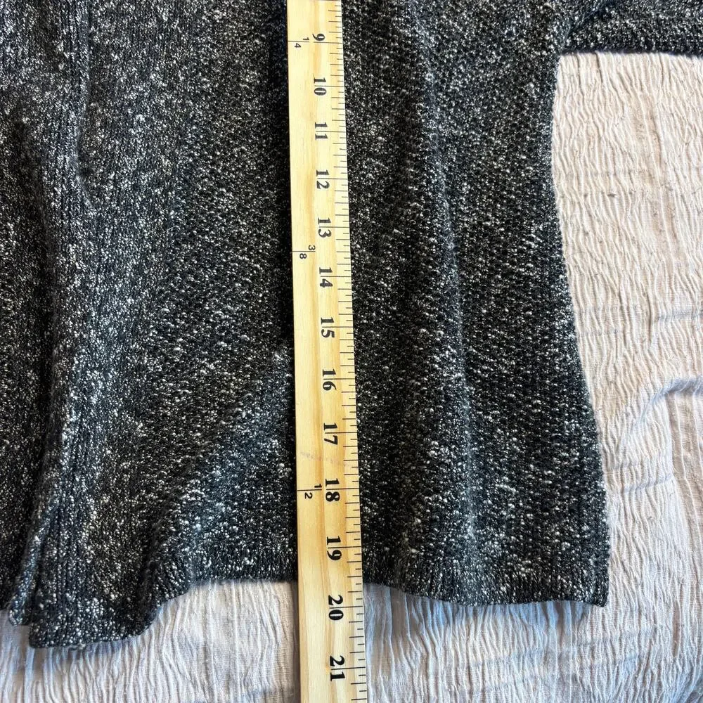 Eileen Fisher Organic Linen Organic Cotton Open Front‎ Cardigan Sm Black Marled